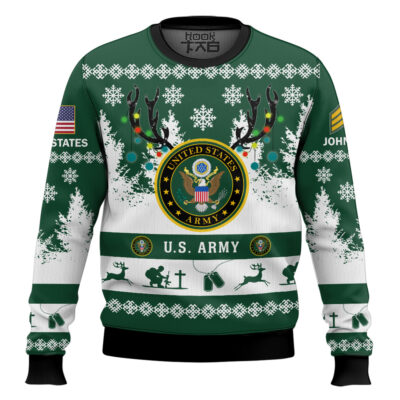 US Army You'll Never Walk Alone - Custom Name and Rank Ugly Sweater