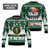 Hooktab US Army You'll Never Walk Alone - Custom Name and Rank Ugly Sweater