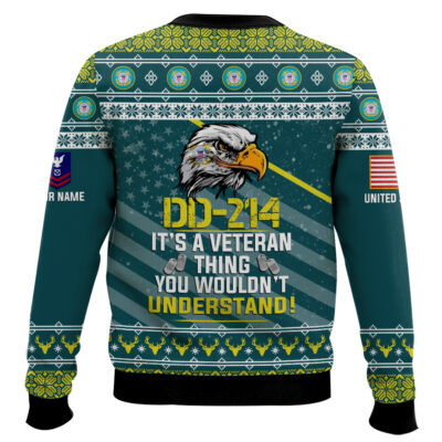 Hooktab US Coast Guard DD-214 It’s A Veteran Thing You Wouldn’t Understand – Custom Name And Rank Ugly Sweater