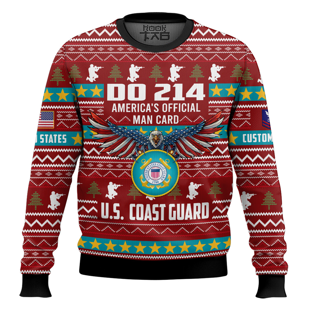 Hooktab US Coast Guard DD Form 214 - Custom Name And Rank Ugly Sweater Hooktab US Coast Guard DD Form 214 - Custom Name And Rank Ugly Sweater