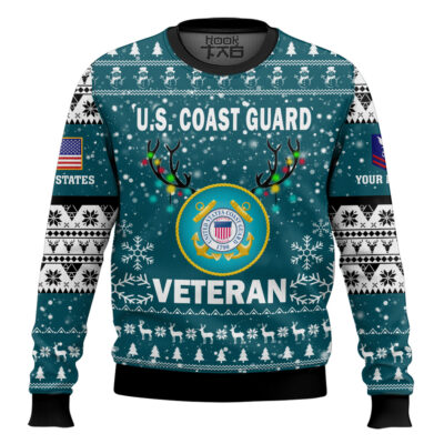 US Coast Guard Freedom Is The Best Gift - Custom Name And Rank Ugly Sweater