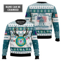 Hooktab US Coast Guard God Found The Strongest Men And Made Them Veteran - Custom Name And Rank Ugly Sweater