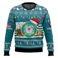 Hooktab US Coast Guard Have Yourself A Military Christmas - Custom Name And Rank Ugly Sweater