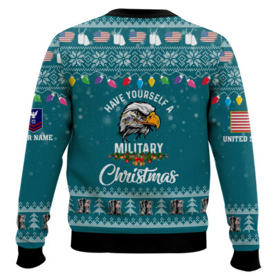 Hooktab US Coast Guard Have Yourself A Military Christmas – Custom Name And Rank Ugly Sweater
