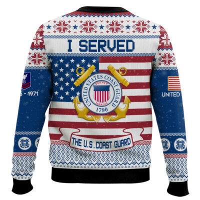 Hooktab US Coast Guard I Served – Custom Name, Rank And Years Of Service Ugly Sweater