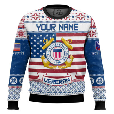 US Coast Guard I Served - Custom Name, Rank And Years Of Service Ugly Sweater