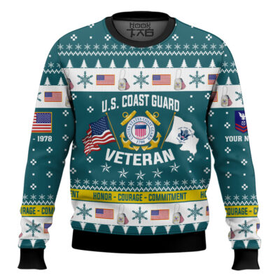 US Coast Guard I Served My Country And Damn Proud Of It - Custom Name, Rank And Years Of Service Ugly Sweater