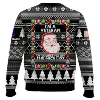 Hooktab US Coast Guard I'm A Veteran, Of Course I'm On The Nice List - Custom Name And Rank Ugly Sweater