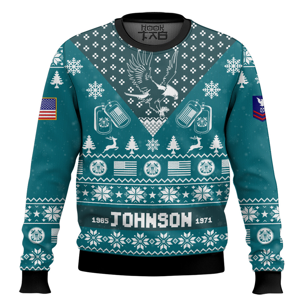 Hooktab US Coast Guard I'm Veteran Not A Sucker Or A Loser - Custom Name, Rank And Year Of Service Ugly Sweater Hooktab US Coast Guard I'm Veteran Not A Sucker Or A Loser - Custom Name, Rank And Year Of Service Ugly Sweater