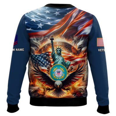 Hooktab US Coast Guard Liberty Eagle – Custom Name, Rank And Years Of Service Ugly Sweater