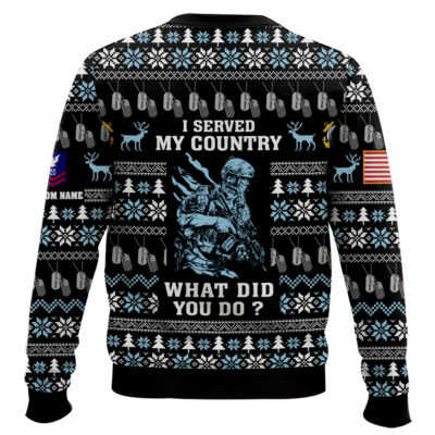 Hooktab US Coast Guard Liberty Eagle I Served My Country – Custom Name And Rank Ugly Sweater