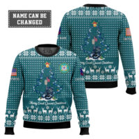 Hooktab US Coast Guard Merry Christmas - Custom Name And Rank Ugly Sweater