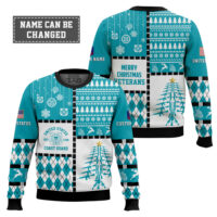 Hooktab US Coast Guard Merry Christmas Veteran - Custom Name And Rank Ugly Sweater