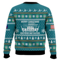 Hooktab US Coast Guard Merry Xmas Brothers And Sisters - Custom Name And Rank Ugly Sweater
