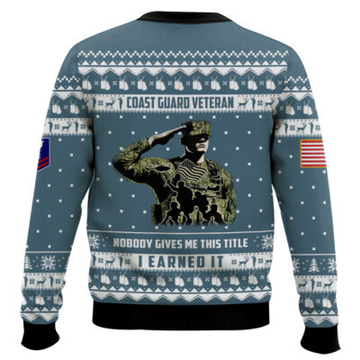 Hooktab US Coast Guard Nobody Gives Me This Title I Earned It – Custom Name, Rank And Years Of Service Ugly Sweater