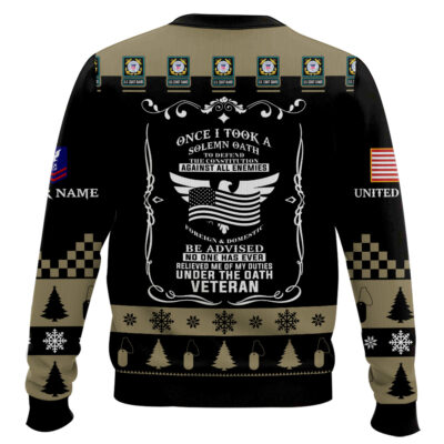 Hooktab US Coast Guard Once I Took a Solemn Oath – Custom Name And Rank Ugly Sweater
