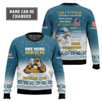 Hooktab US Coast Guard One More Beer For The Veteran Here - Custom Name And Rank Ugly Sweater