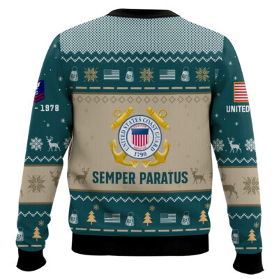 Hooktab US Coast Guard Proud Motto – Custom Name, Rank And Years Of Service Ugly Sweater