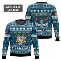 Hooktab US Coast Guard Proud Veteran - Custom Name And Rank Ugly Sweater