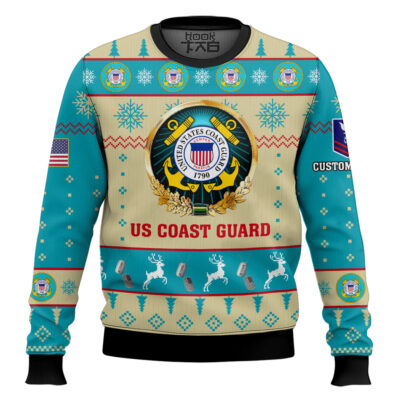 US Coast Guard Proudly Served - Custom Name And Rank Ugly Sweater