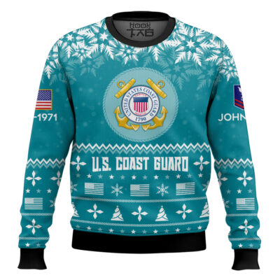 US Coast Guard Remember-Honor-Respect - Custom Name, Rank And Years Of Service Ugly Sweater