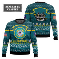 Hooktab US Coast Guard Santa's Favorite Veteran - Custom Name And Rank Ugly Sweater