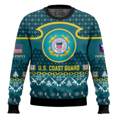 US Coast Guard Santa's Favorite Veteran - Custom Name And Rank Ugly Sweater