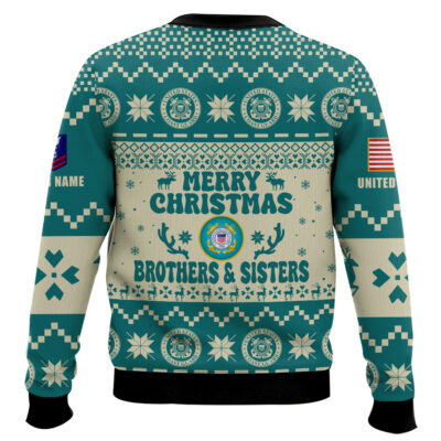 Hooktab US Coast Guard Santa’s Favourite Veterans – Custom Name And Rank Ugly Sweater
