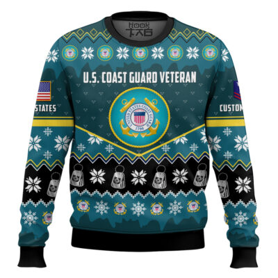 US Coast Guard Strong And Brave - Custom Name And Rank Ugly Sweater