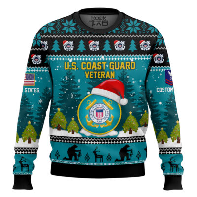 US Coast Guard Thank You God - Custom Name And Rank Ugly Sweater