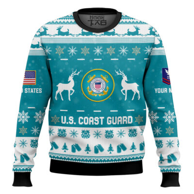 US Coast Guard This Christmas R.E.D - Custom Name And Rank Ugly Sweater