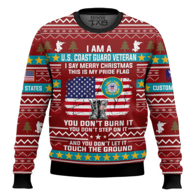 US Coast Guard This Is My Pride Flag - Custom Name And Rank Ugly Sweater