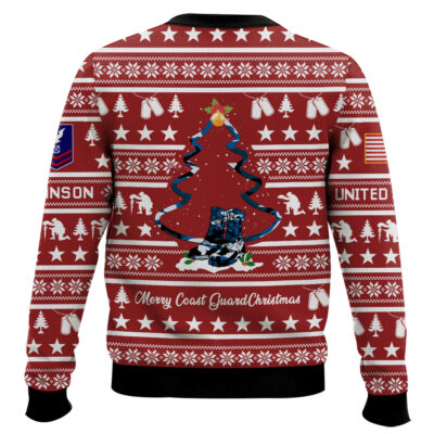 Hooktab US Coast Guard Veteran Merry Christmas – Custom Name And Rank Ugly Sweater
