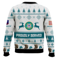 Hooktab US Coast Guard Veteran Proudly Served - Custom Name And Rank Ugly Sweater
