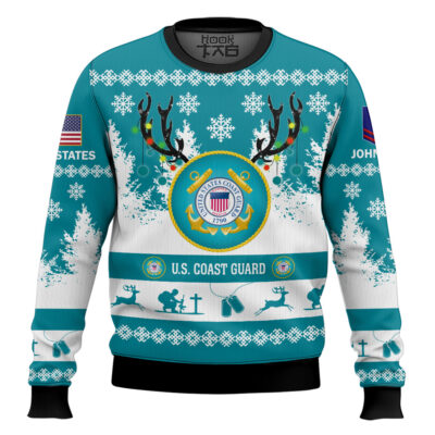 US Coast Guard You'll Never Walk Alone - Custom Name and Rank Ugly Sweater