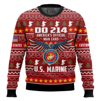 US Marine Corps DD Form 214 - Custom Name And Rank Ugly Sweater