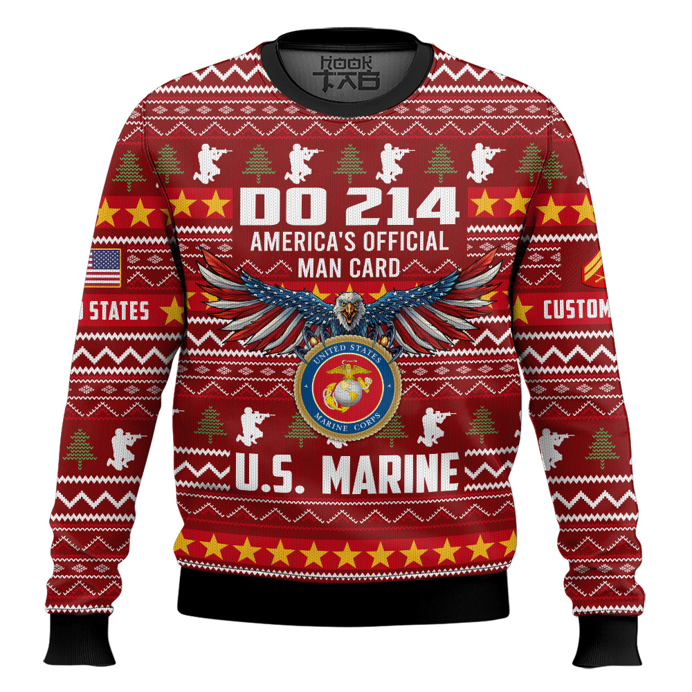 Hooktab US Marine Corps DD Form 214 - Custom Name And Rank Ugly Sweater Hooktab US Marine Corps DD Form 214 - Custom Name And Rank Ugly Sweater