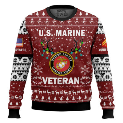 US Marine Corps Freedom Is The Best Gift - Custom Name And Rank Ugly Sweater