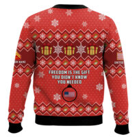 Hooktab US Marine Corps Freedom Is The Gift You Didn't Know You Needed - Custom Name And Rank Ugly Sweater