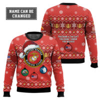 Hooktab US Marine Corps Freedom Is The Gift You Didn't Know You Needed - Custom Name And Rank Ugly Sweater