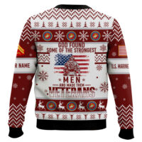 Hooktab US Marine Corps God Found The Strongest Men And Made Them Veteran - Custom Name And Rank Ugly Sweater