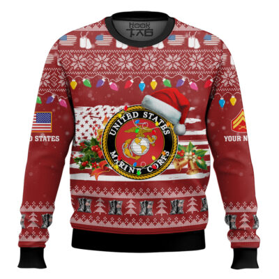 US Marine Corps Have Yourself A Military Christmas - Custom Name And Rank Ugly Sweater