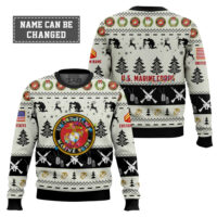 Hooktab US Marine Corps Honor the Fallen! - Custom Name And Rank Ugly Sweater