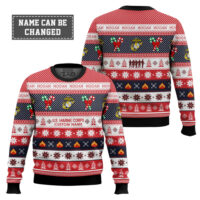 Hooktab US Marine Corps Hooah! - Custom Name Ugly Sweater