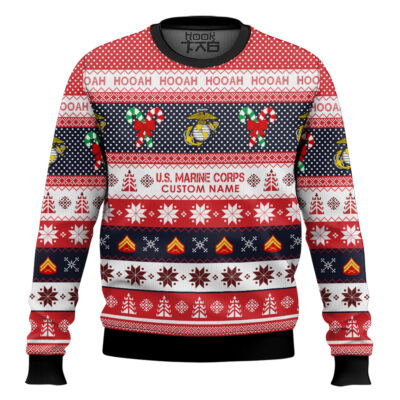 US Marine Corps Hooah! - Custom Name Ugly Sweater