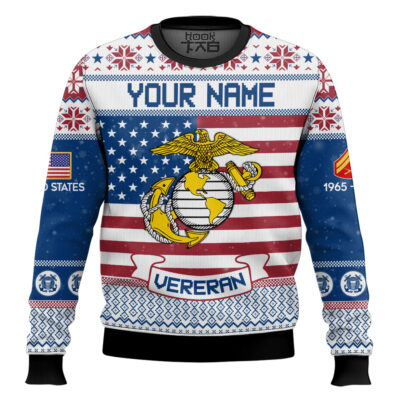 US Marine Corps I Served - Custom Name, Rank And Years Of Service Ugly Sweater