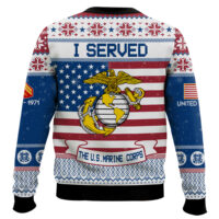 Hooktab US Marine Corps I Served - Custom Name, Rank And Years Of Service Ugly Sweater
