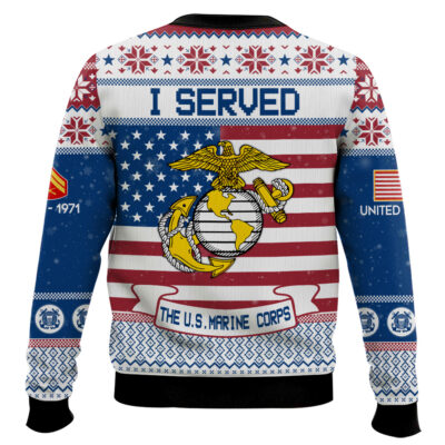 Hooktab US Marine Corps I Served – Custom Name, Rank And Years Of Service Ugly Sweater