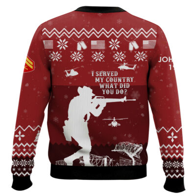 Hooktab US Marine Corps I Served My Country – Custom Name, Rank And Years Of Service Ugly Sweater
