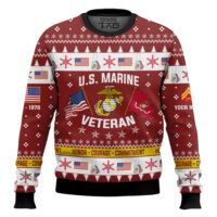 Hooktab US Marine Corps I Served My Country And Damn Proud Of It - Custom Name, Rank And Years Of Service Ugly Sweater